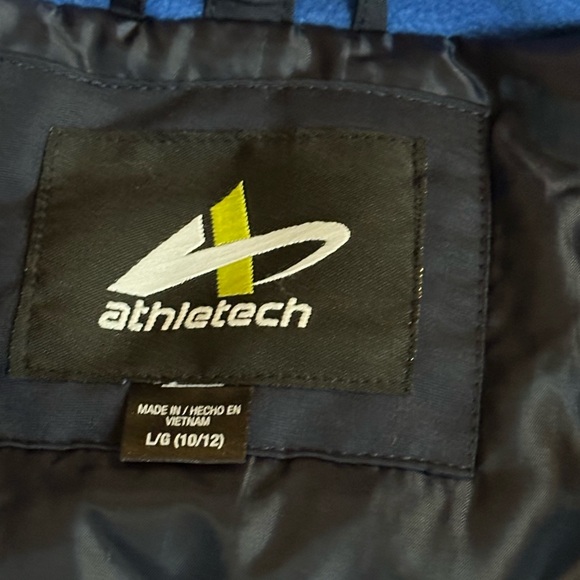 Kids winter coat - Athletech - boys size L 10/12 hooded blue black - Picture 6 of 13